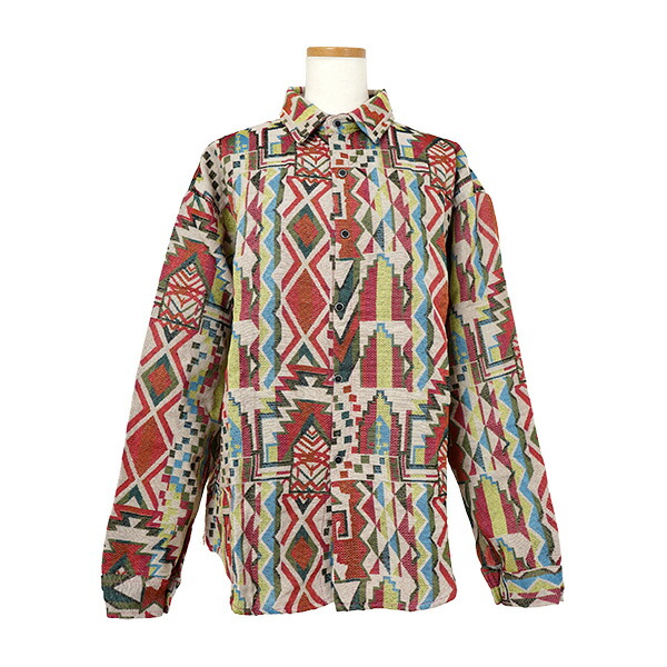 楽天市場】柄シャツ ジャカード オルテガ柄 ネイティブ柄 アメリカン