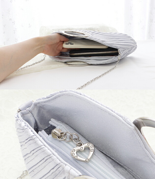 楽天市場】ビジューハンドル サテン プリーツ ラウンド パーティー