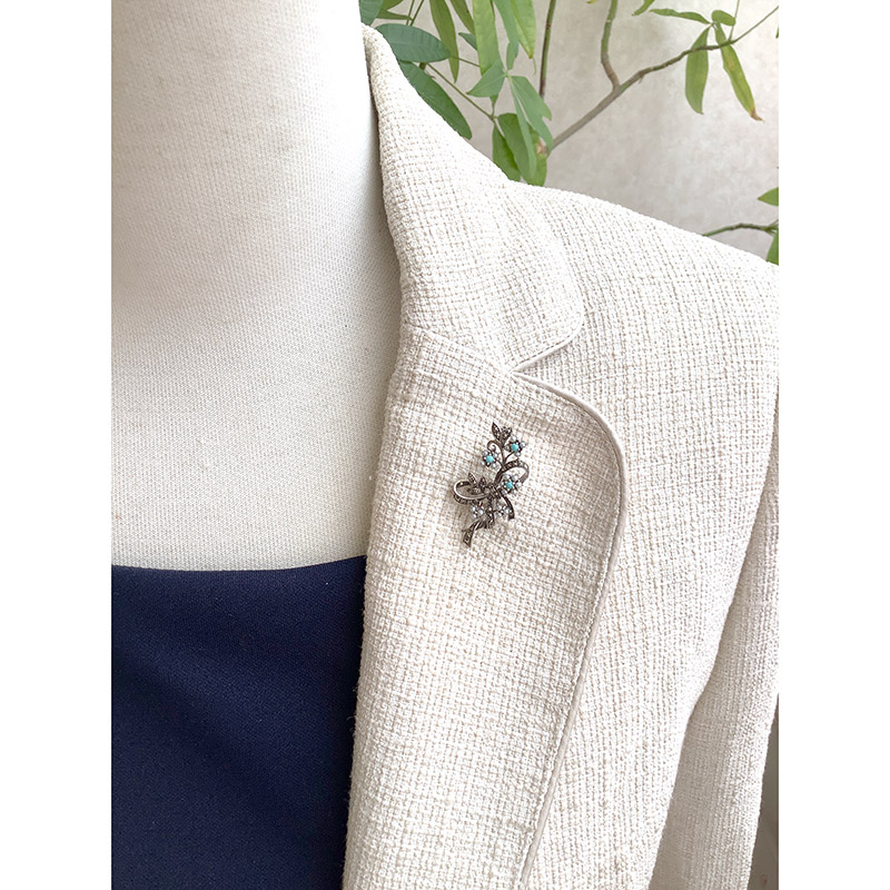 楽天市場】【碌山】 シルバー ターコイズ＆シードパール 花束 ブローチ