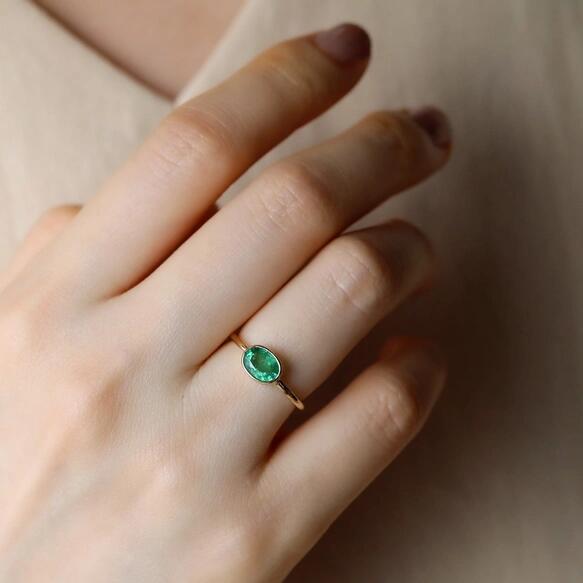 楽天市場】一点限定《One off》K14◇エメラルドリング 14金 9号◇5月の