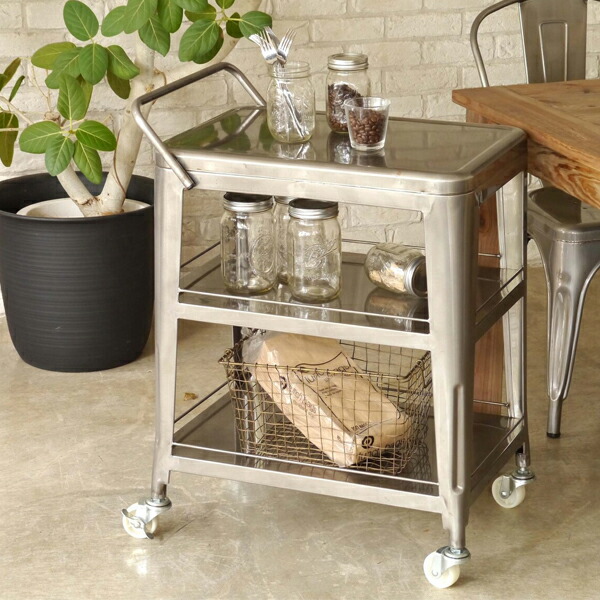 楽天市場】スチール製 キッチンワゴン キャスター付き アンティーク調