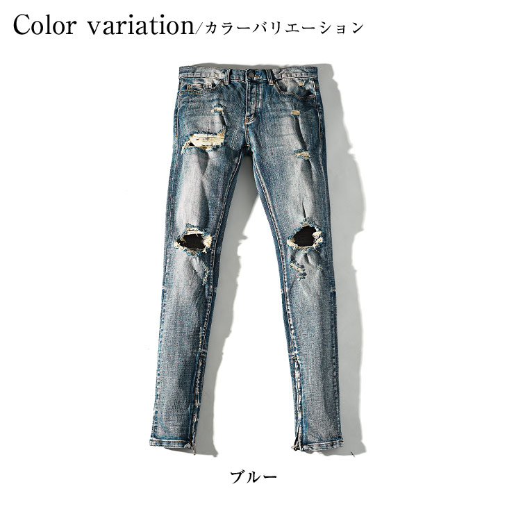 楽天市場】mnml デニム ミニマル ジーンズ ダメージ ジーンズ ダメージ