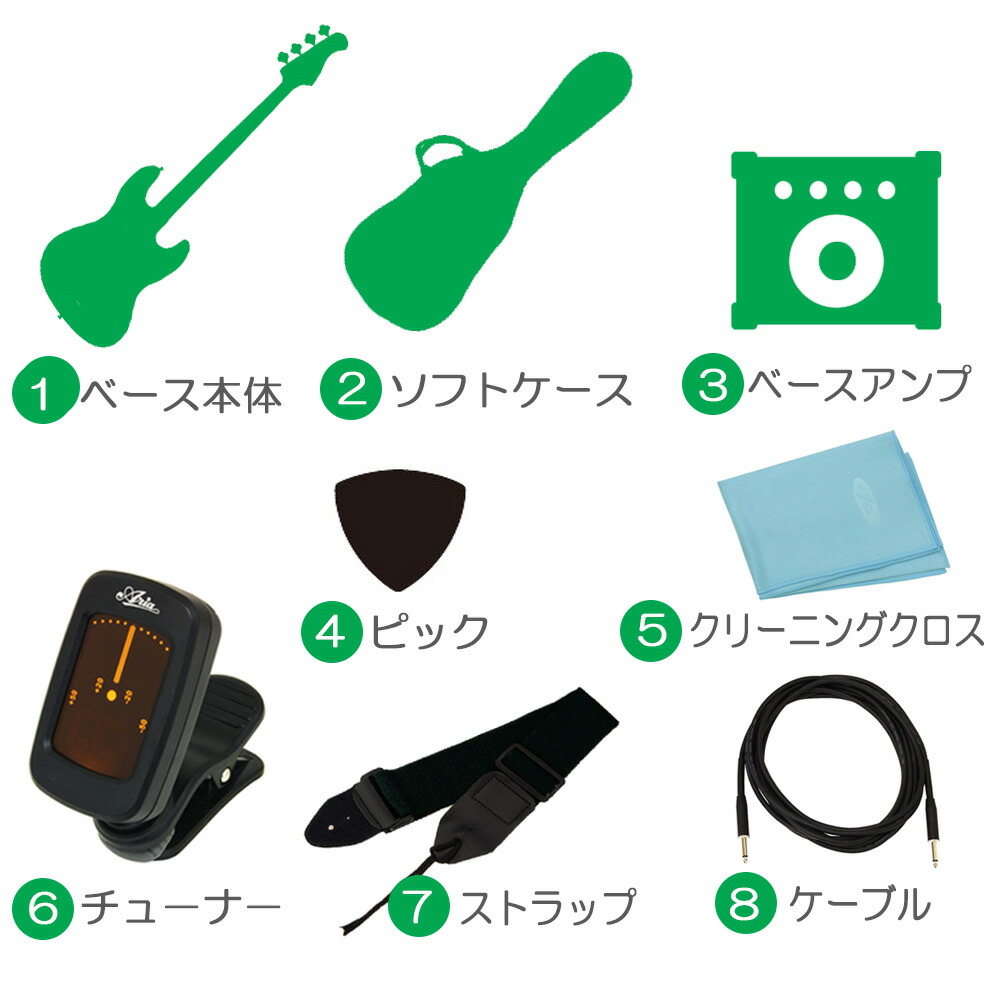 楽天市場】Bacchus BJB-1-RSM/M バッカス エレキベース 初心者セット