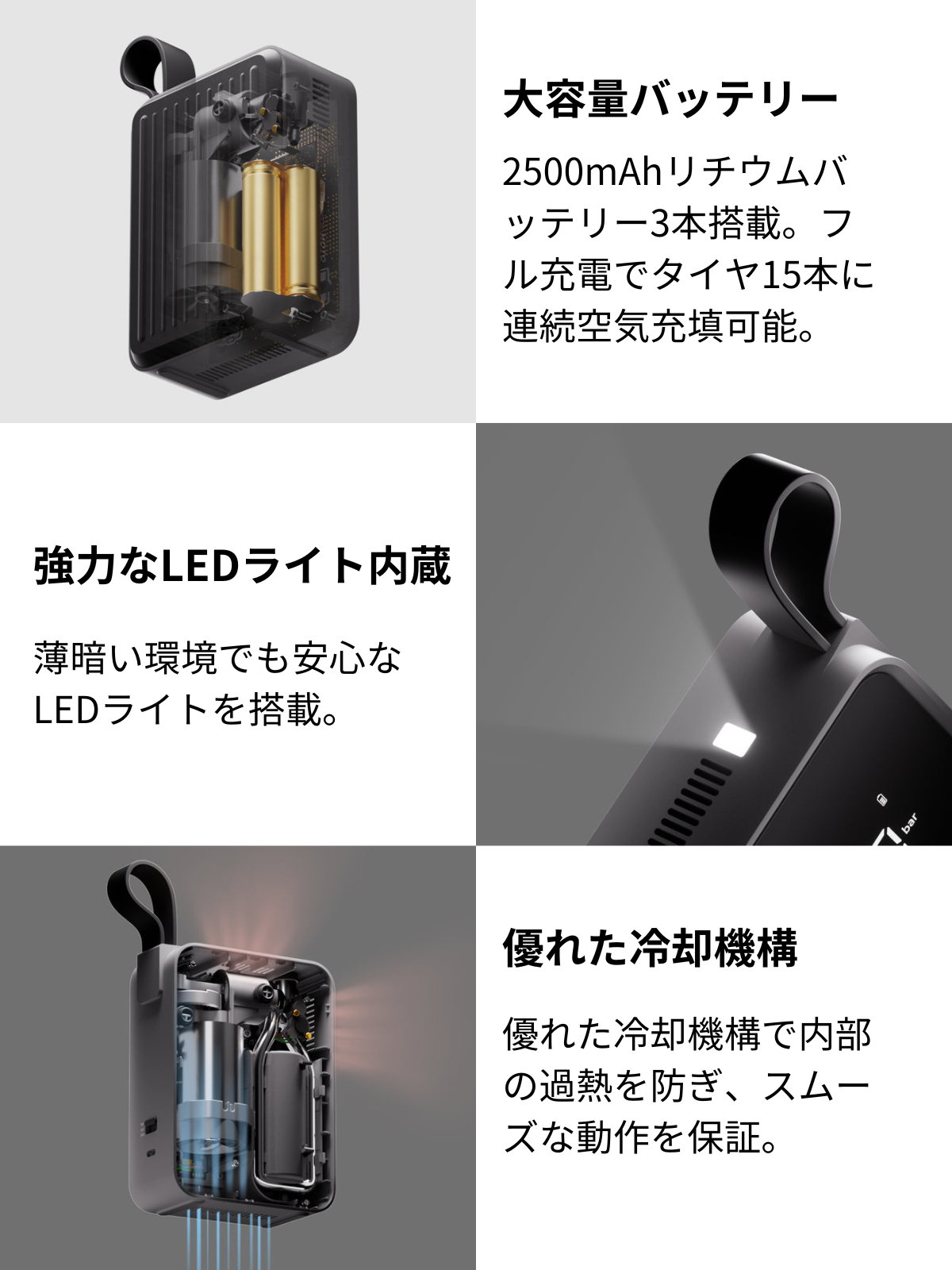 楽天市場】HOTO エアポンプ Pro 12V 電動 空気入れ 充電式 空気抜き 大