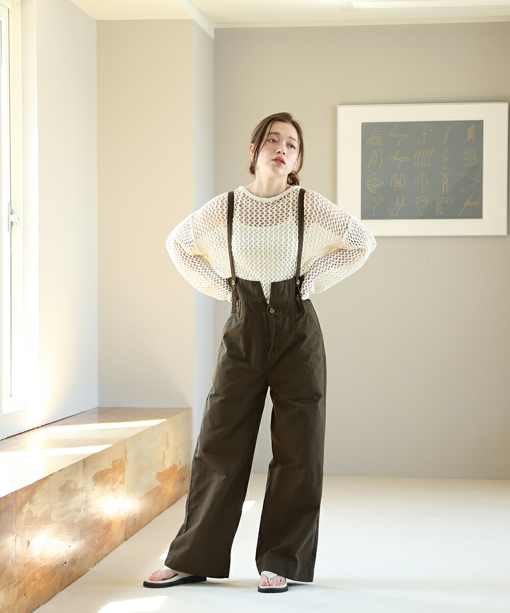 楽天市場】サスペンダー付きハイウェストツイルパンツ レディース