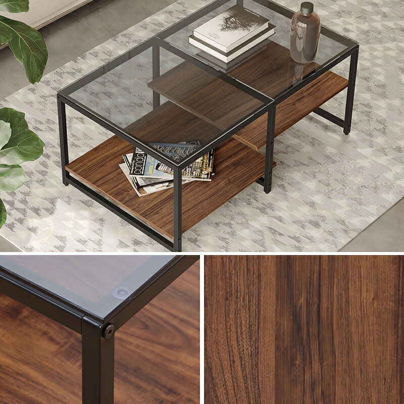 楽天市場】HOMOOI ローテーブル センターテーブル ガラス 二段収納