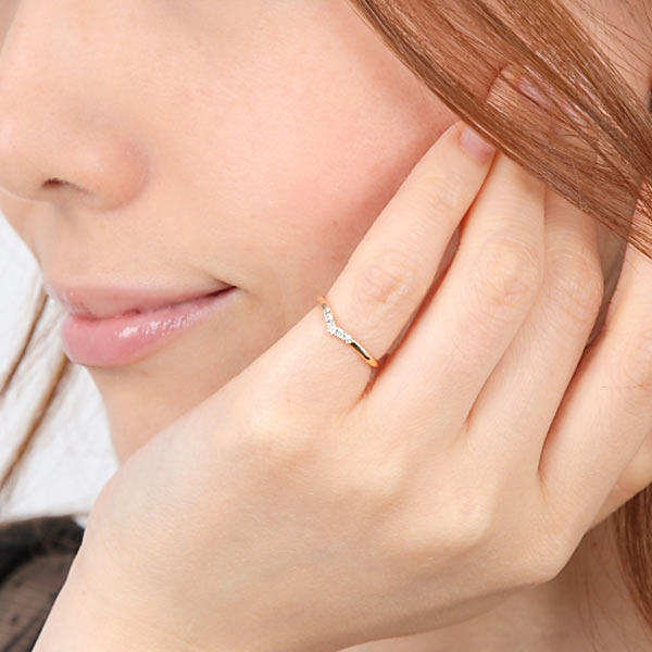 楽天市場】ダイヤモンド ピンキーリング リング V字デザイン K10YG/PG