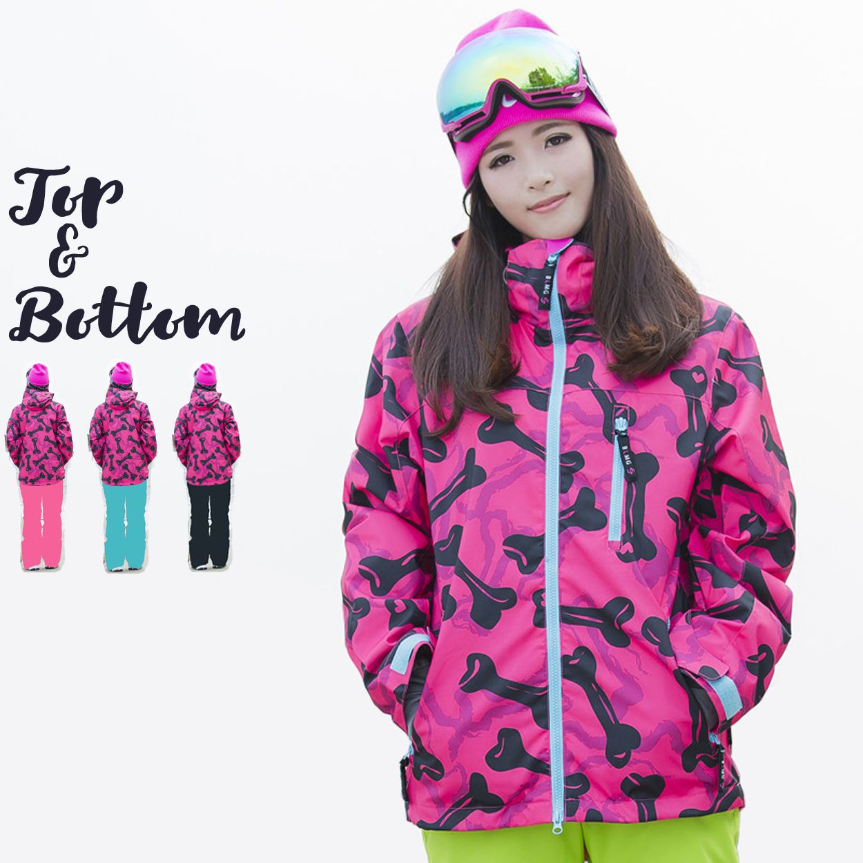 楽天市場】スノボウェア スキーウエア レディース 上下セット 骨柄