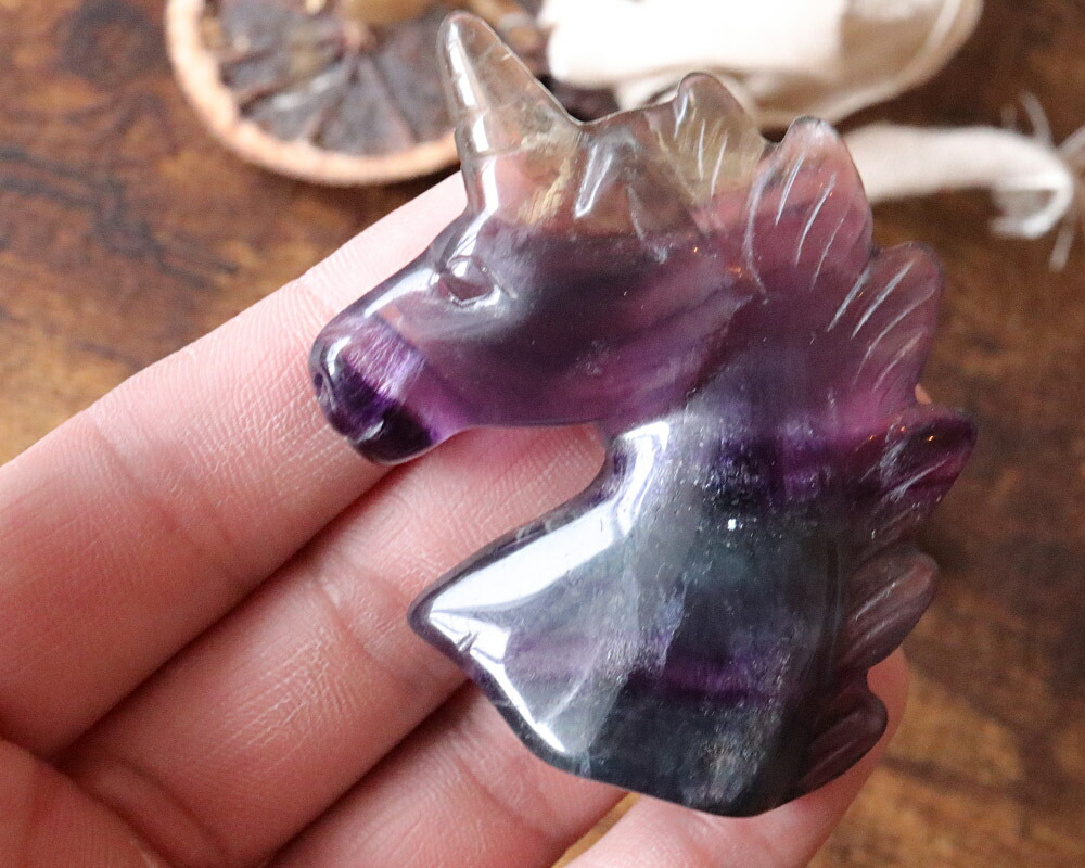 楽天市場】天然石 フローライト 彫刻 ユニコーン カービング ペット