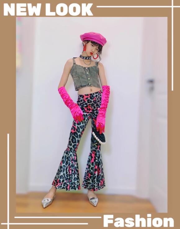 楽天市場】キッズモダンなダンス衣装トップス ヒョウ柄ラッパパンツ