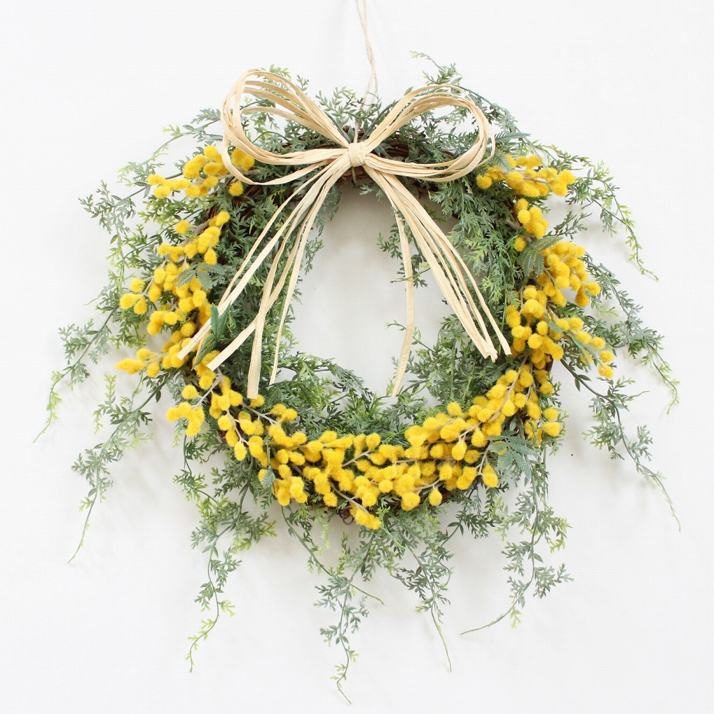 楽天市場】「送料無料」リース ミモザ 【Lサイズ】 造花 アーティ