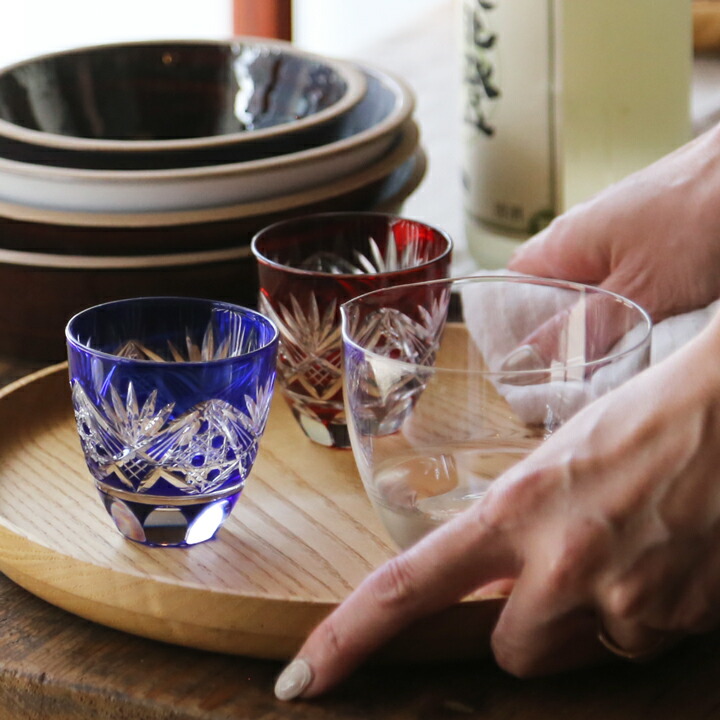 江戸切子 三ツ組盃(金加工) L-D-3 カメイガラス 江戸切子 三ツ