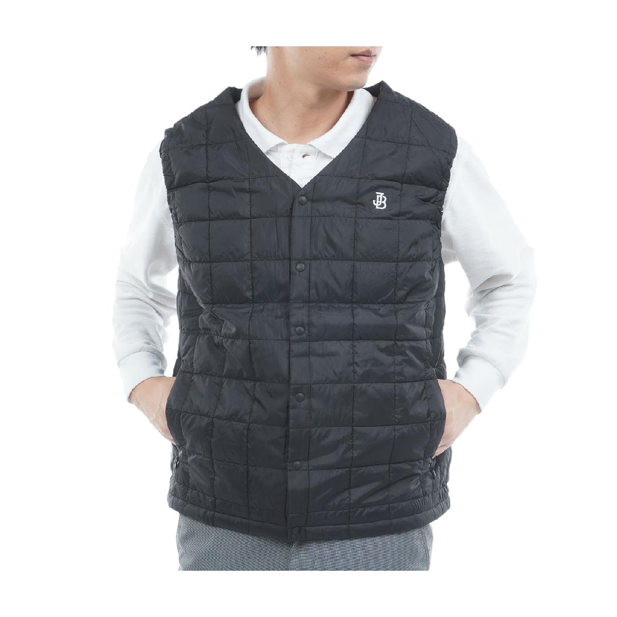 ジャックバニー ウール×ナイロン 中綿ベスト /5 黒×グレー パーリー