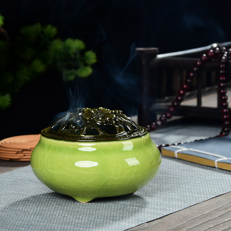 香炉 和モダン風 陶器製 (緑) 【公式通販】