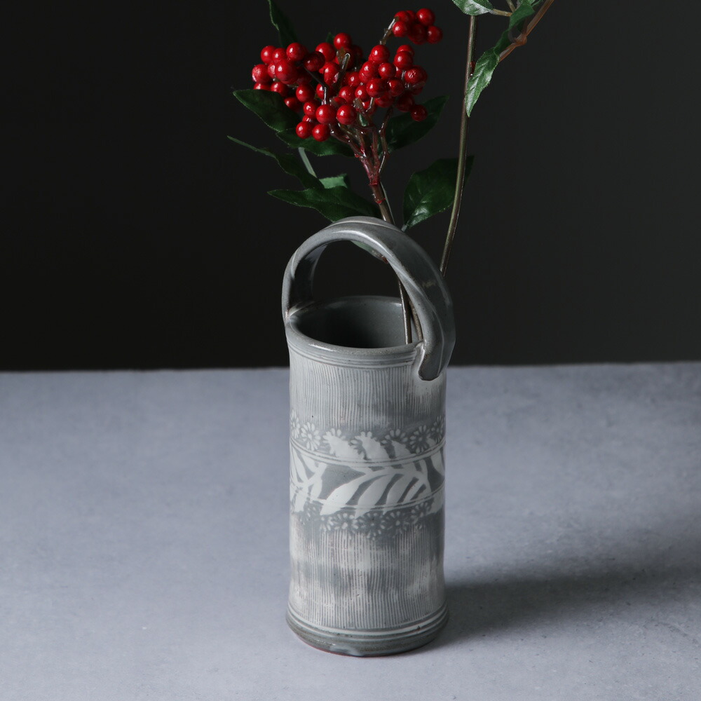 楽天市場】一輪挿し 手付花生 清水焼 アラベスク 圭司 一輪差し 花器