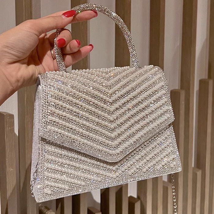 楽天市場】パーティーバッグ キラキラ パール ビーズ デコ