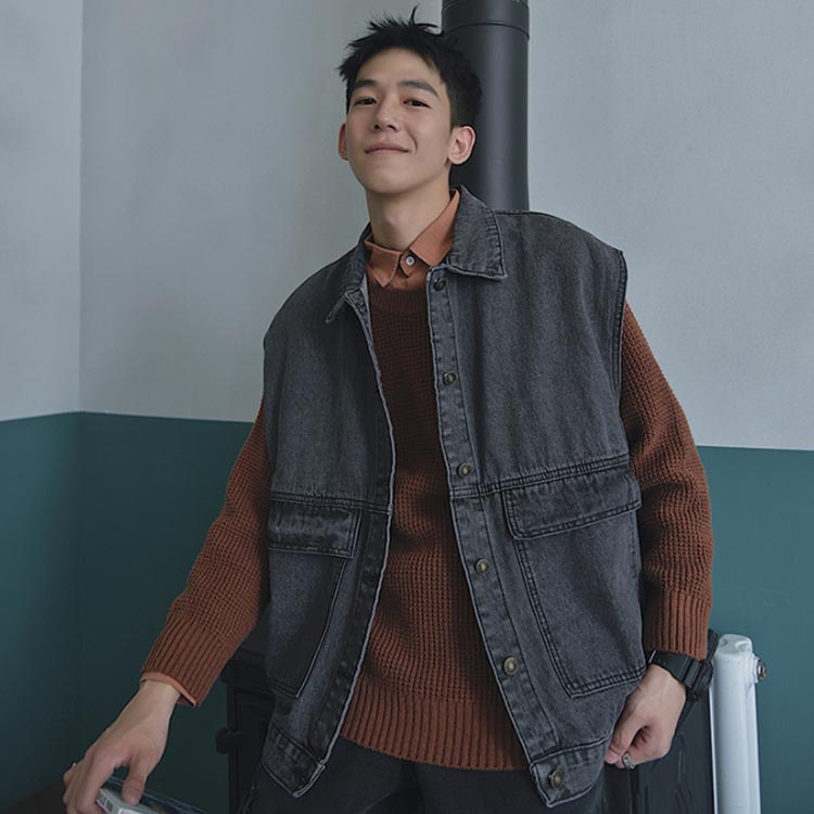 楽天市場】デニムベスト メンズ ベスト デニム ノースリーブ ゆったり