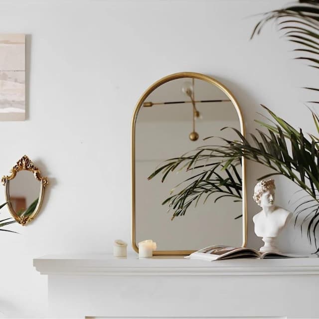 楽天市場】アーチ型ゴールドフレームミラー 壁掛けミラー ノルディック