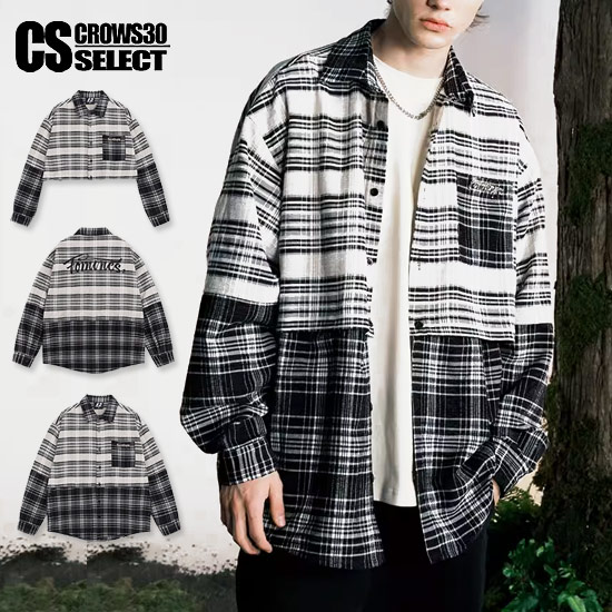 楽天市場】チェックシャツ メンズ ショート丈 シャツ メンズ V系