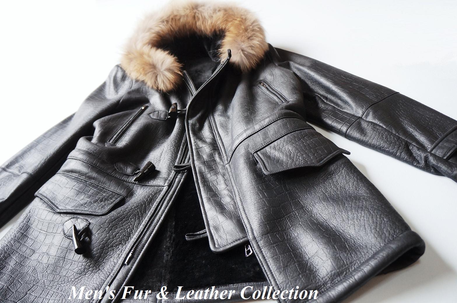 楽天市場】ラクーンファー&ラム革クロコ型押レザー総ムートンコート