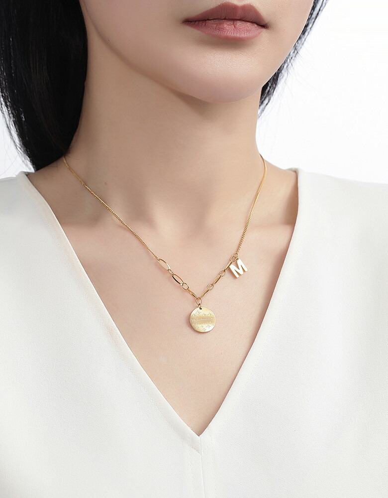 楽天市場】ネックレス イニシャルM コインネックレス レディース
