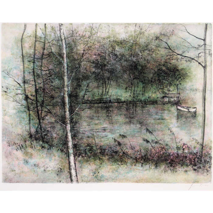 楽天市場】絵画 ベルナール・ガントナー リトグラフ 版画 『森の池