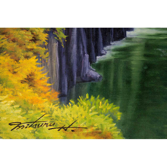 楽天市場】絵画 半澤満 油絵・油彩画 『秋色の高千穂峡』 川 滝 紅葉