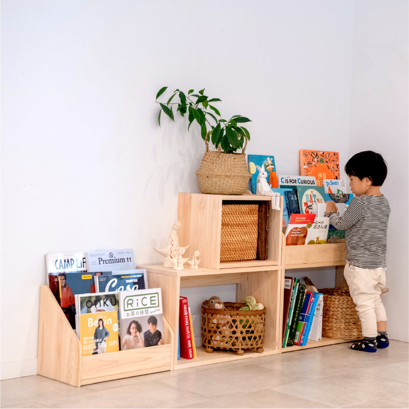 楽天市場】【期間中P2倍】 絵本棚 ヒノキ おしゃれ スリム おもちゃ