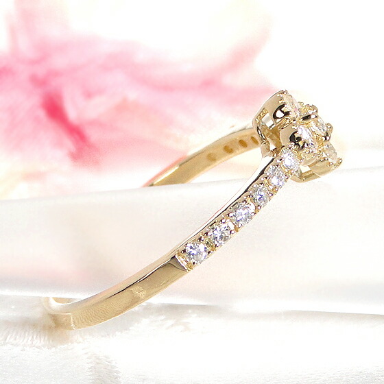 楽天市場】Pt900/K18YG/PG フラワー ダイヤモンド リング【0.3ct