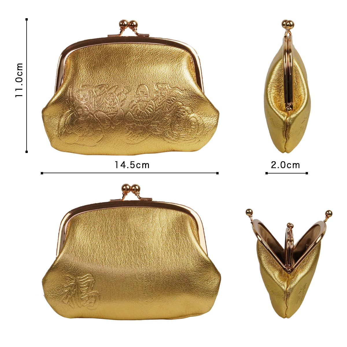 楽天市場】がま口 財布 本革 開運 金運 ゴールド がま口財布 金色 日本