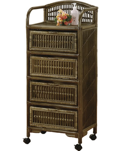 美品】ラタン 5段チェスト 籐製 引き出し収納 アンティーク 5段ラタン