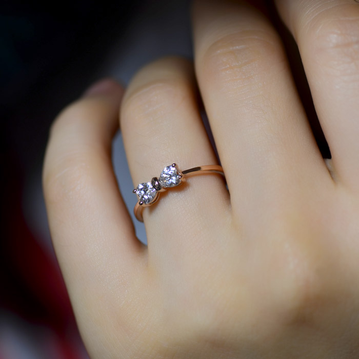 楽天市場】リング リボン 指輪 スワロフスキー K18 18金GP 18k