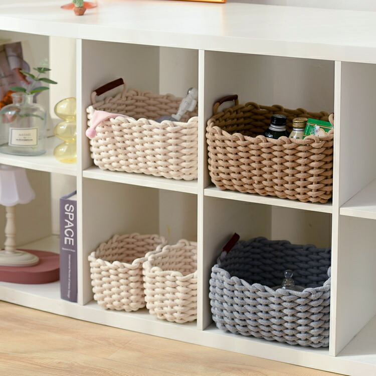 楽天市場】【送料無料】【最強配送】ロープ編み バスケット ホワイト