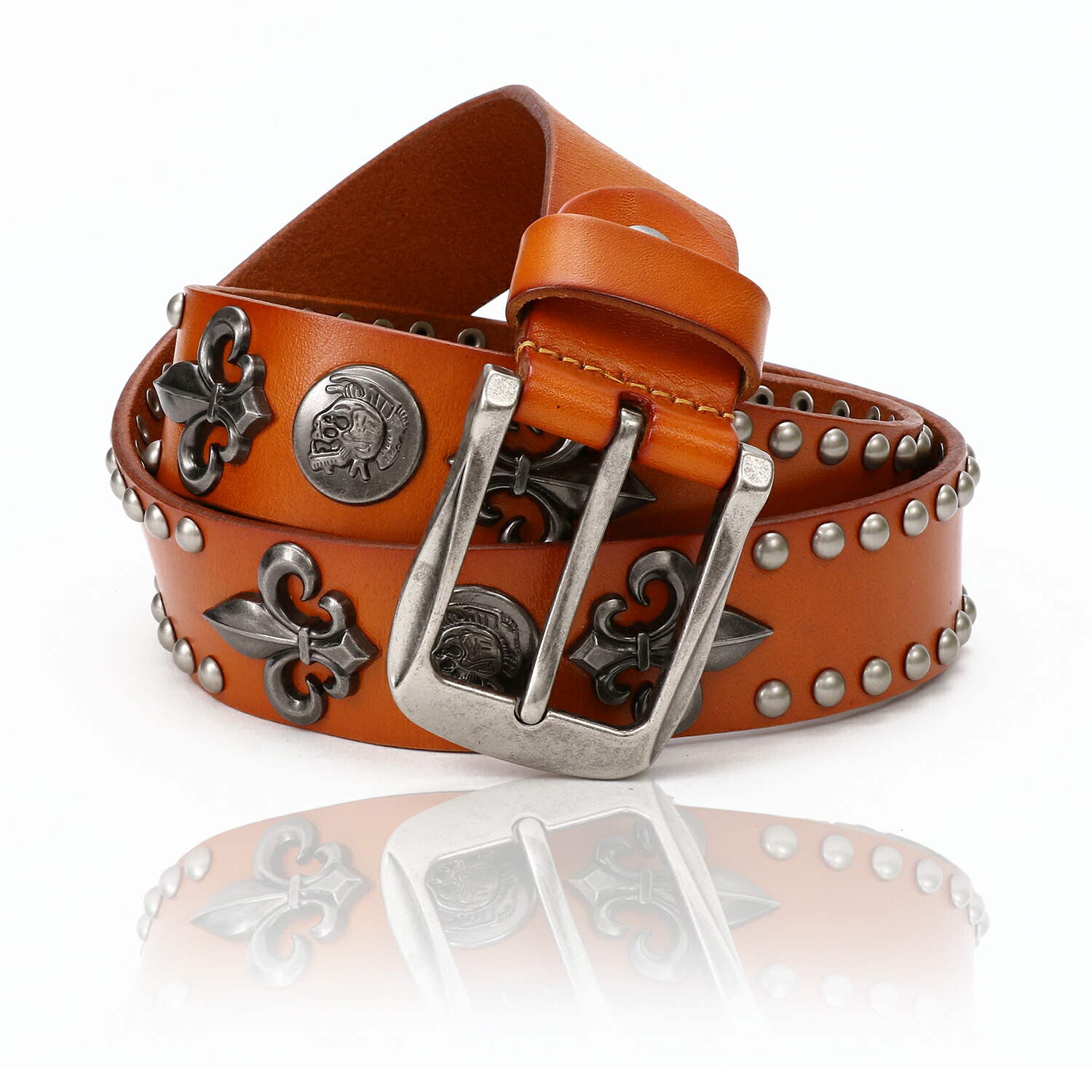 楽天市場】横顔スカル ベルト メンズ 本革 牛革 カジュアル スカル