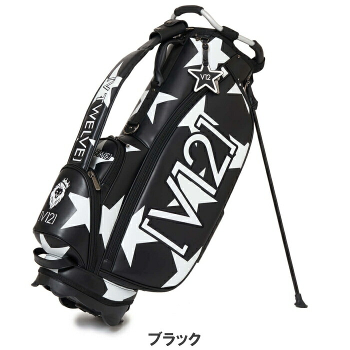 V12 TWELVE ゴルフバッグ 星柄 ブラック/ホワイト V12 TWELVE ゴルフ