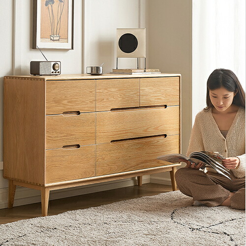 楽天市場】キャビネット オーク材 ナチュラル 幅120cm チェスト 大容量