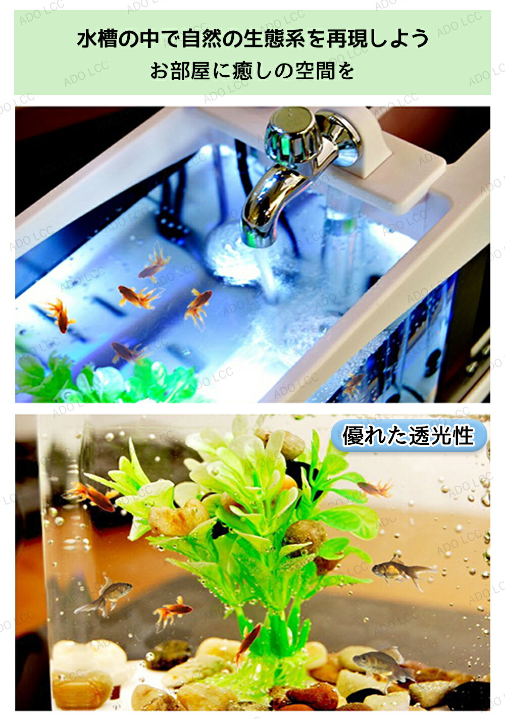 楽天市場】LEDライトフィルターポンプ付き水槽セットアクアリウム