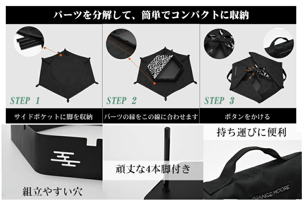 楽天市場】CHANGE MOORE 焚き火台 コンパクト 大型 組立式 焼き網付き