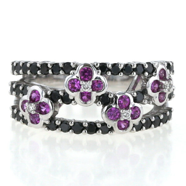 楽天市場】笠原真寿美 K18WG ホワイトゴールド リング ブラックダイヤ