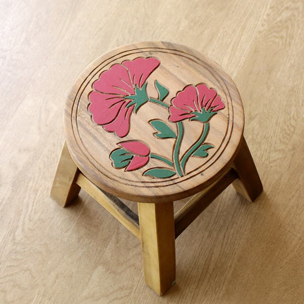 楽天市場】スツール 木製 子供 椅子 おしゃれ 花 ミニスツール 小さい