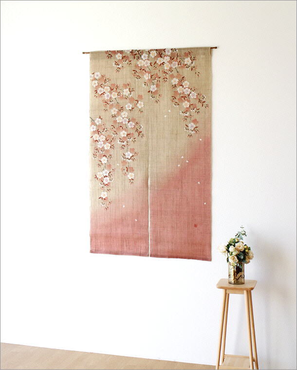 楽天市場】のれん おしゃれ 麻 和風 手描きのれん 山里桜 : ギギ