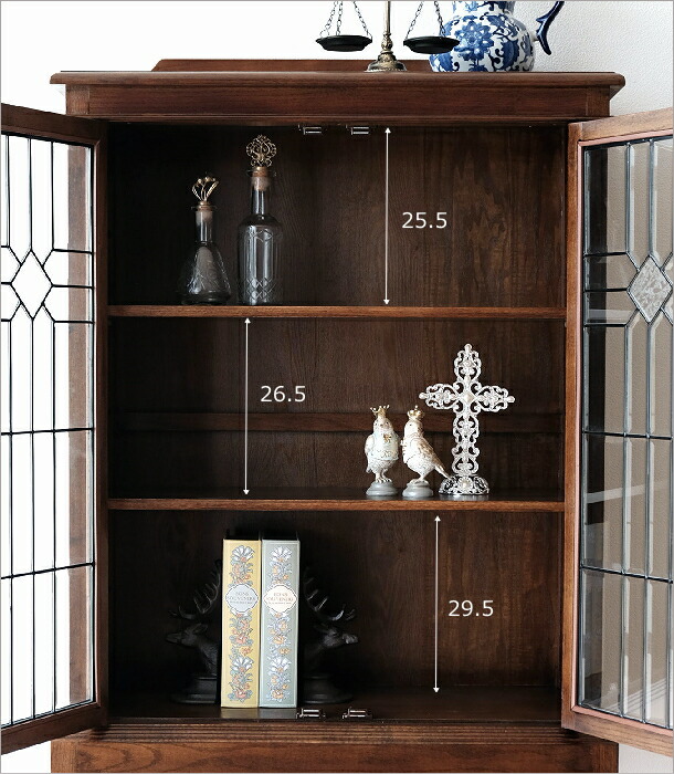 楽天市場】ガラスキャビネット アンティーク 木製 食器棚 飾り棚 北欧