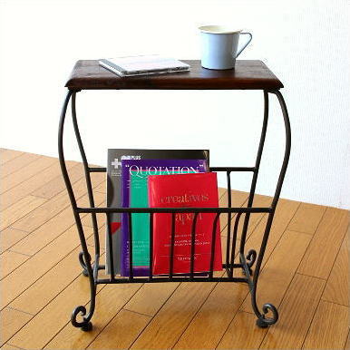 楽天市場】マガジンラック テーブル付き 木製 おしゃれ スリム