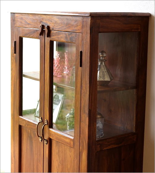 楽天市場】キャビネット 木製 ガラス 飾り棚 扉付き収納棚 収納 天然木