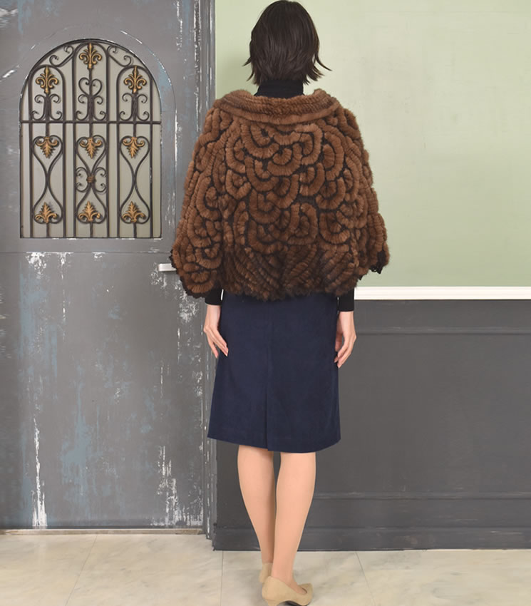 楽天市場】【50％OFFクーポン】ミンク 編みこみ ファー ケープ 毛皮