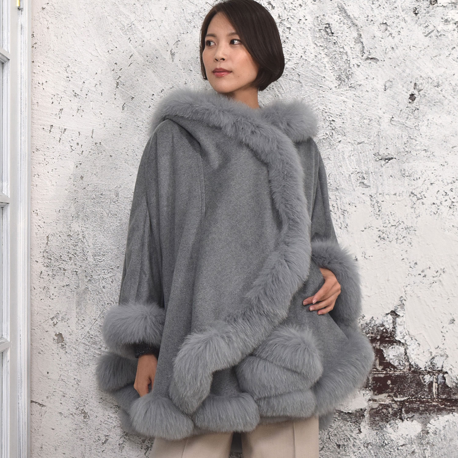 楽天市場】【30％OFFクーポン】ケープ 日本製 カシミヤ 100％ SAGA