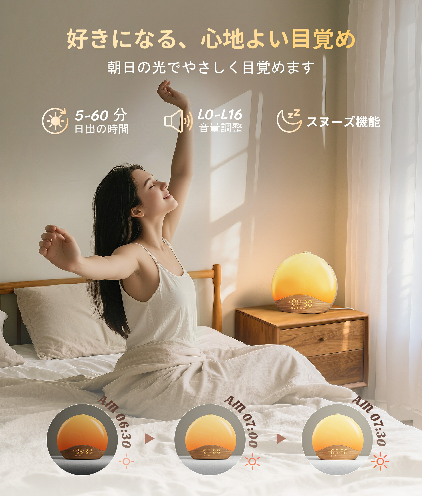 楽天市場】【期間限定価格5980円！】目覚まし時計 光 ホワイトノイズ