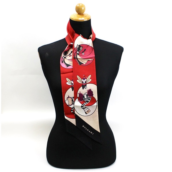 楽天市場】ブルガリ スカーフ ポニーテールスカーフ レッド ×マルチ