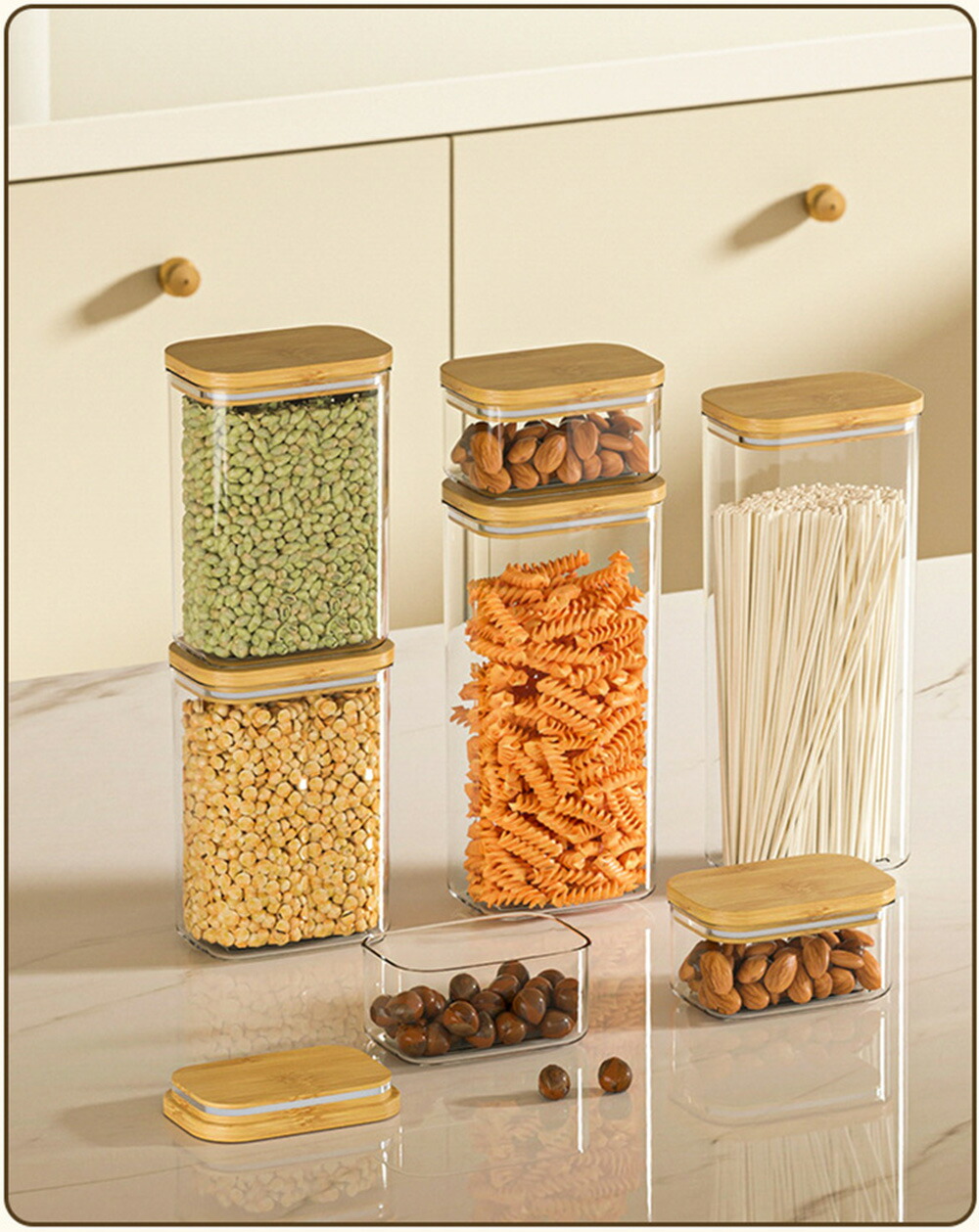 楽天市場】Square Glass Canister 竹製蓋付 ガラス キャニスター 新品