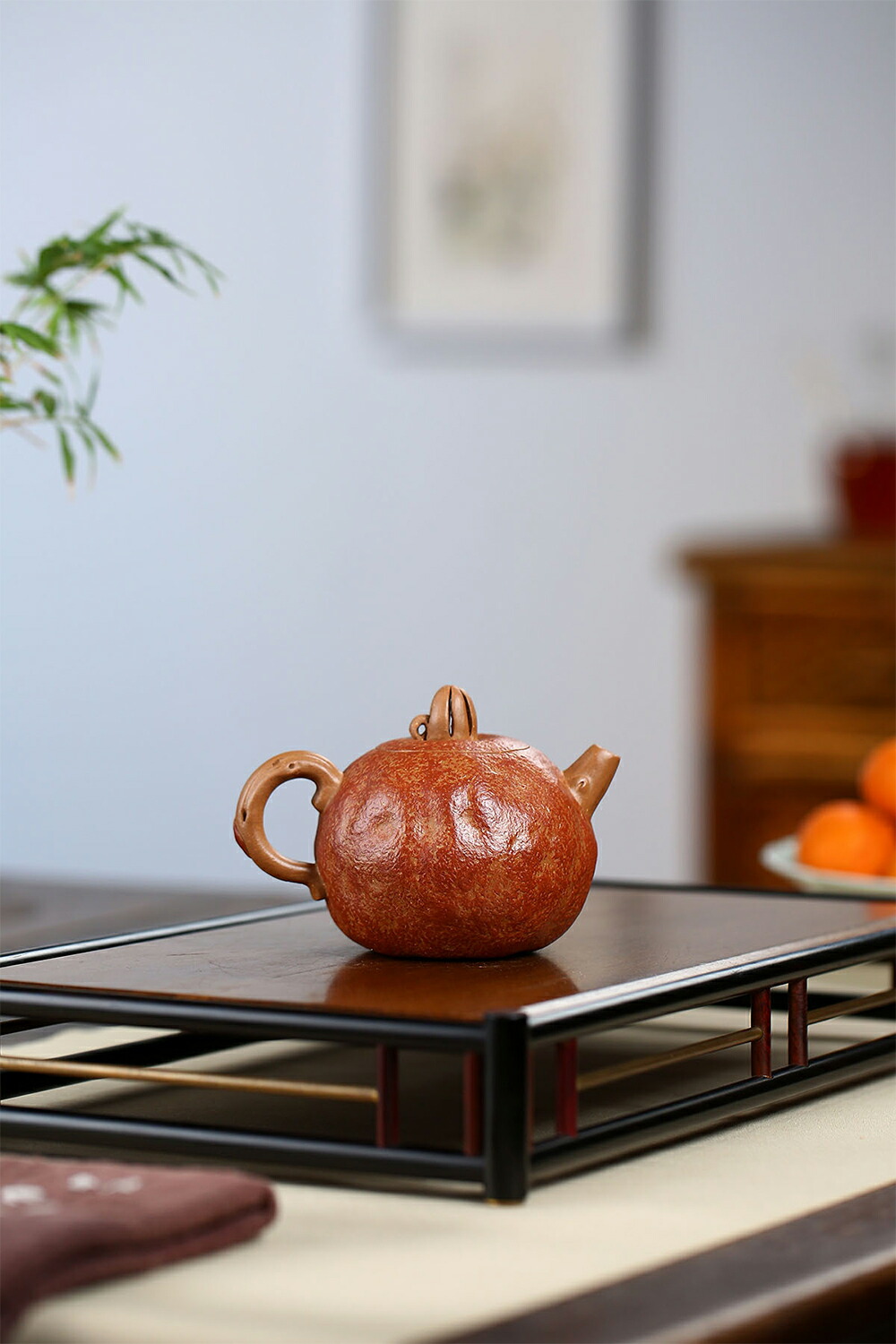 中国 紫砂 朱泥 急須 茶壷 在銘 V R5672 中国 紫砂 朱泥 急須 茶壷 在